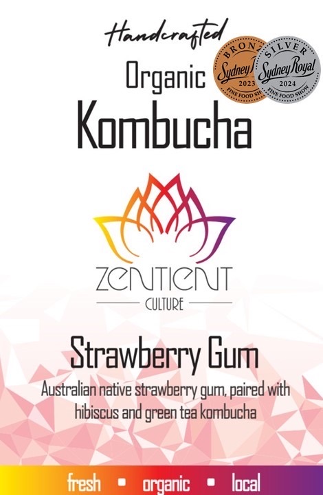Zentient Culture Strawberry Gum Certified Organic Kombucha (Requires Bottle or BYO) 1L